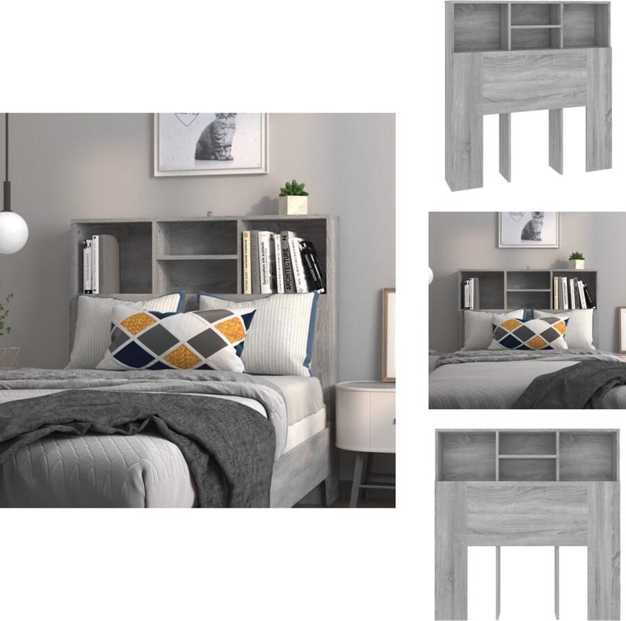 VidaXL Hoofdbordkast Hoofdbordkasten Hoofdeindekast Hoofdbord Kast Hoofdbordkast 100x19x103-5 cm grijs sonoma eikenkleurig