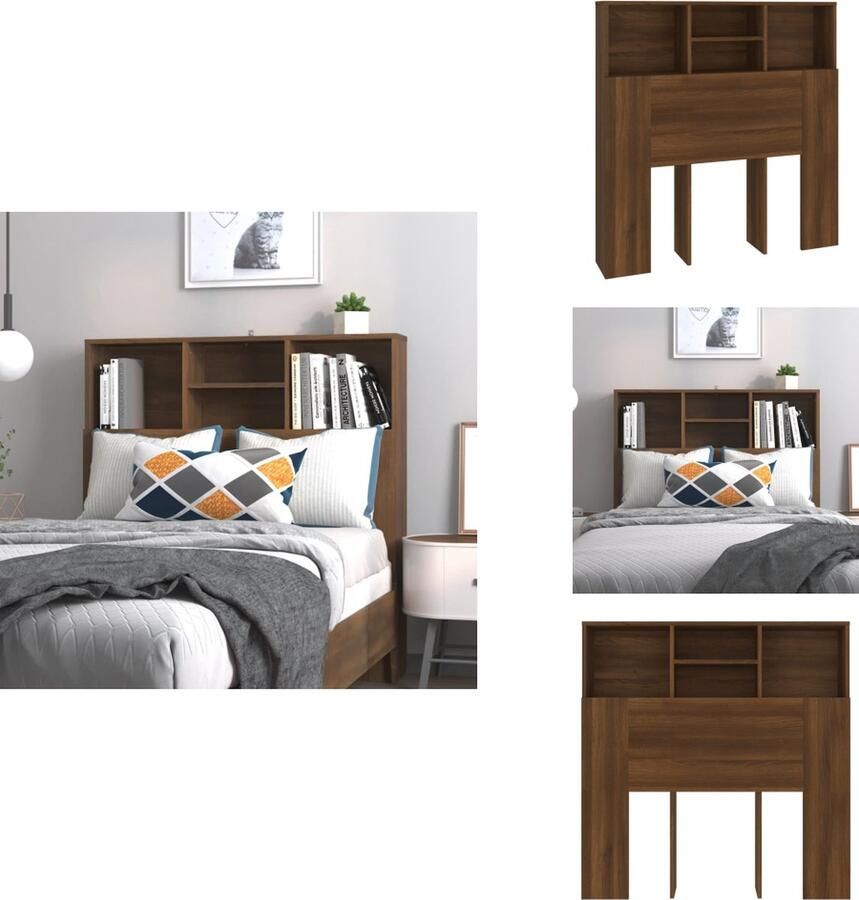 VidaXL Hoofdbordkast Hoofdbordkasten Hoofdeindekast Hoofdbord Kast Hoofdbordkast 100x19x103-5 cm bruineikenkleurig