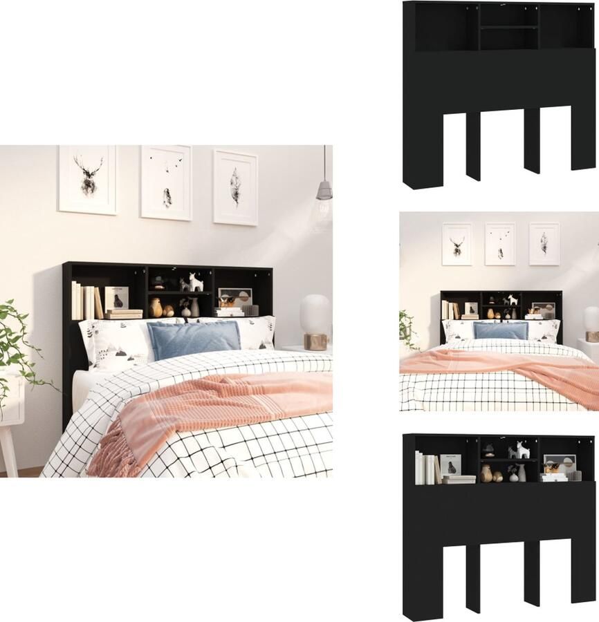 VidaXL Hoofdbordkast Hoofdbordkasten Hoofdeindekast Hoofdbord Kast Hoofdbordkast 120x19x103 5 cm zwart