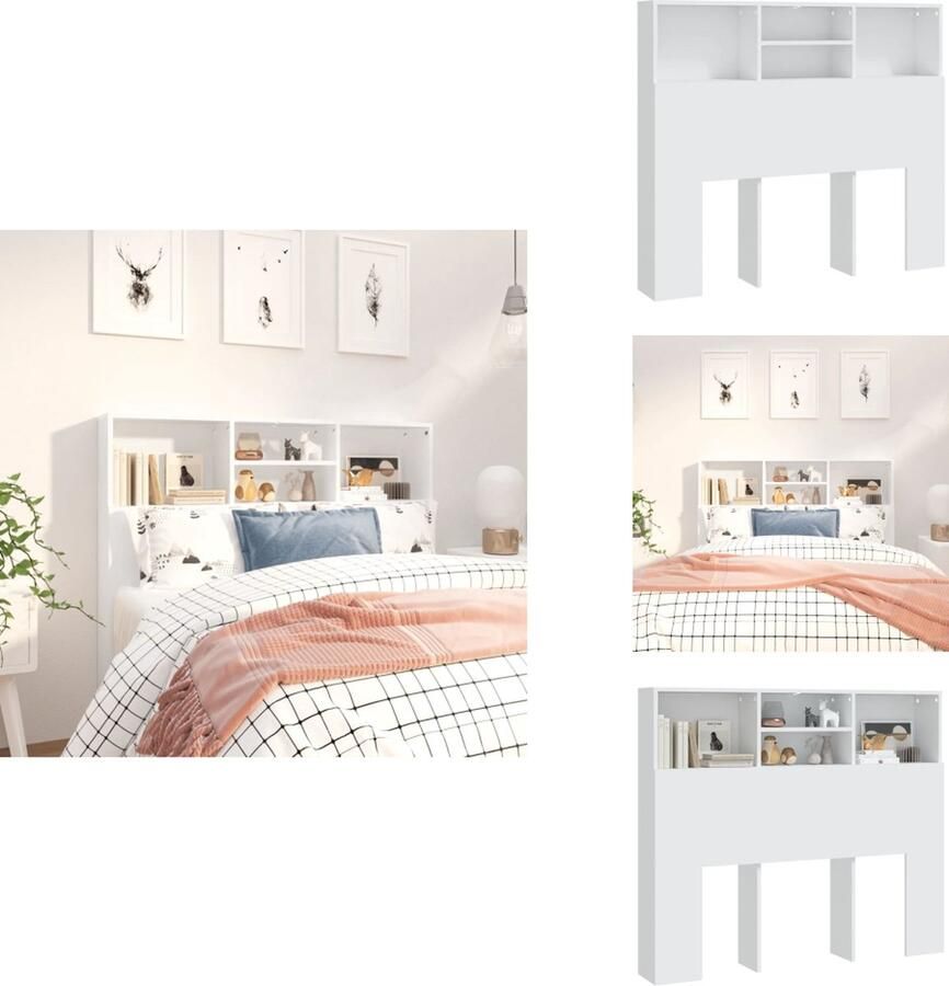 VidaXL Hoofdbordkast Hoofdbordkasten Hoofdeindekast Hoofdbord Kast Hoofdbordkast 120x19x103 5 cm wit