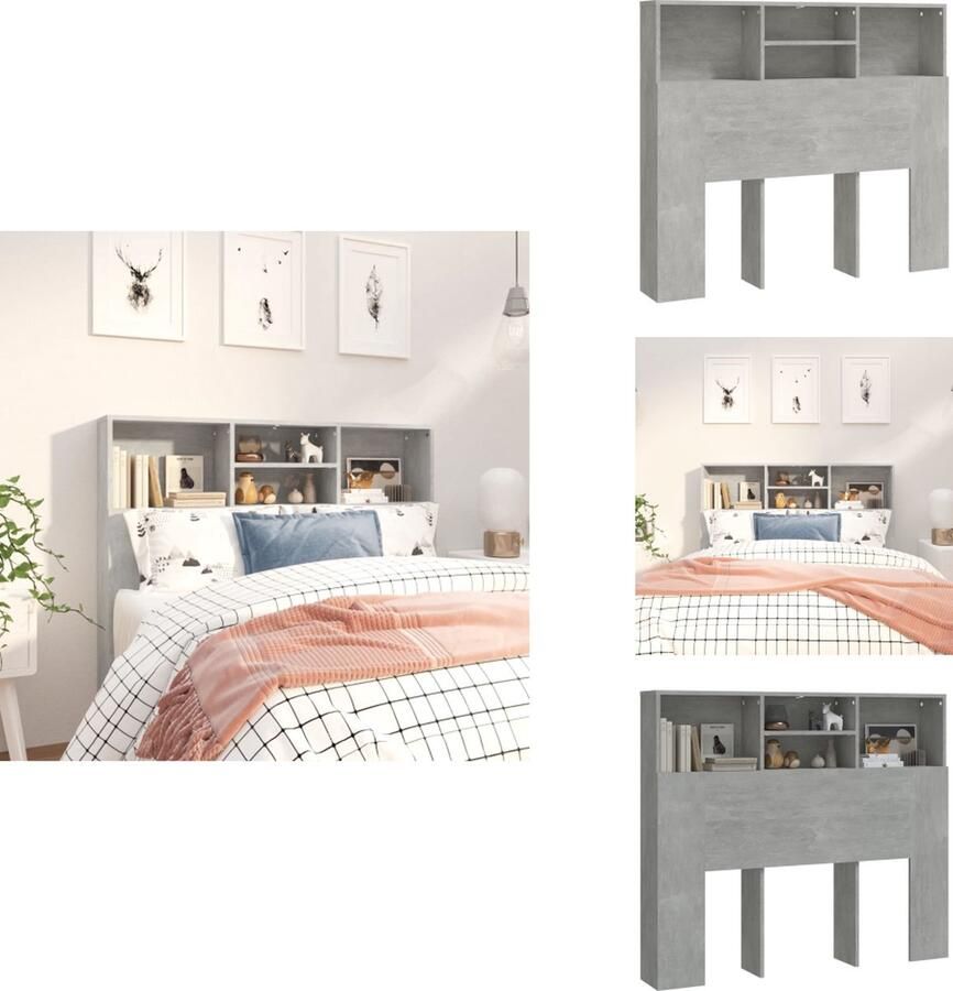 VidaXL Hoofdbordkast Hoofdbordkasten Hoofdeindekast Hoofdbord Kast Hoofdbordkast 120x19x103 5 cm betongrijs