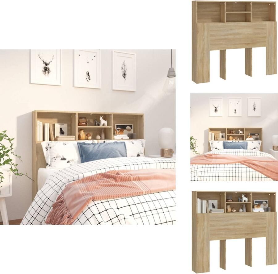 VidaXL Hoofdbordkast Hoofdbordkasten Hoofdeindekast Hoofdbord Kast Hoofdbordkast 120x19x103 5 cm sonoma eikenkleurig