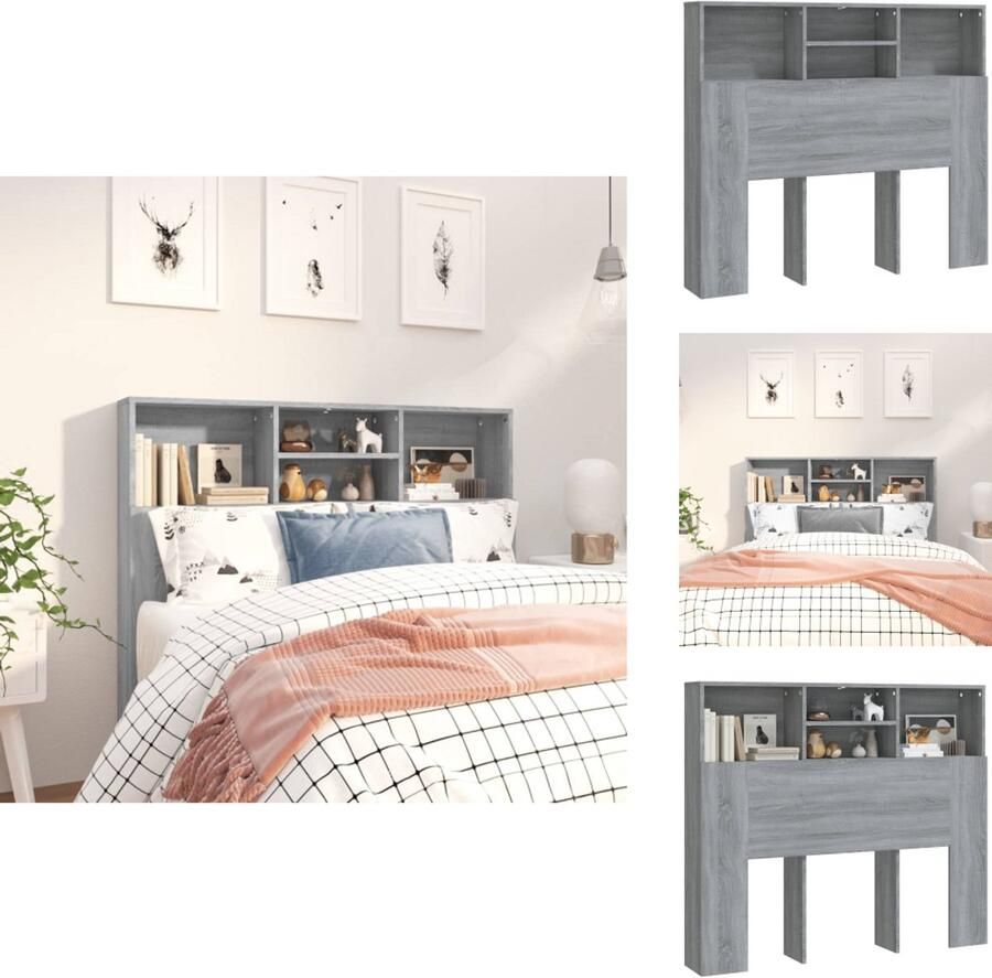 VidaXL Hoofdbordkast Hoofdbordkasten Hoofdeindekast Hoofdbord Kast Hoofdbordkast 120x19x103-5 cm grijs sonoma eikenkleurig
