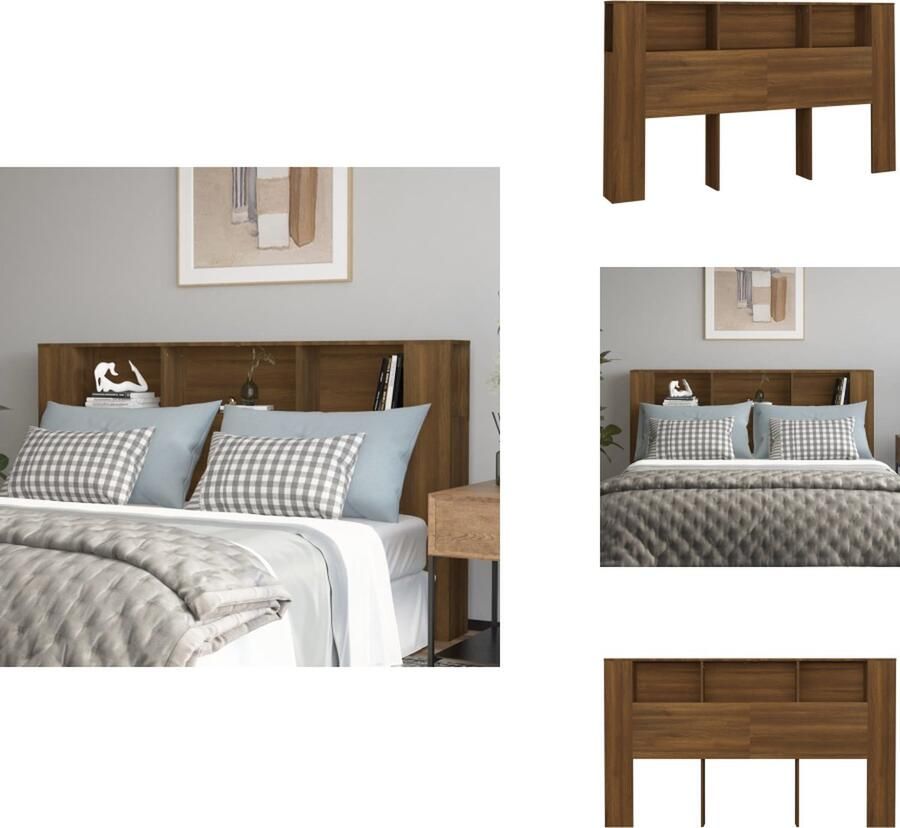 VidaXL Hoofdbordkast Hoofdbordkasten Hoofdeindekast Hoofdbord Kast Hoofdbordkast 180x18-5x104-5 cm bruineikenkleurig