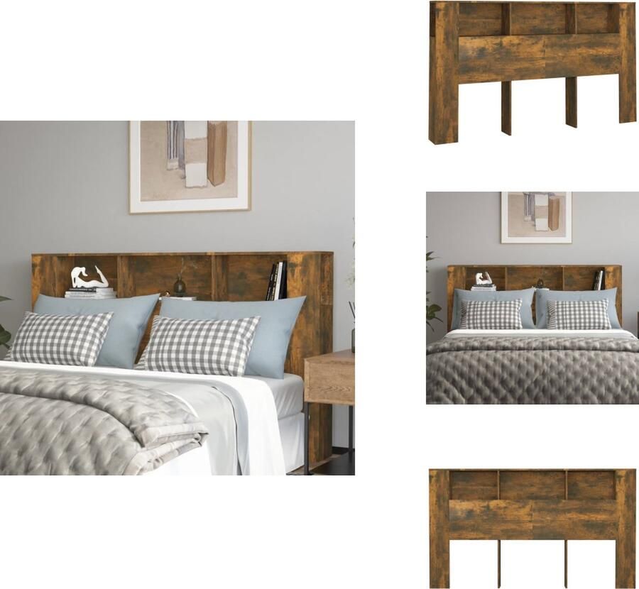 VidaXL Hoofdbordkast Hoofdbordkasten Hoofdeindekast Hoofdbord Kast Hoofdbordkast 180x18 5x104 5 cm gerookt eikenkleurig