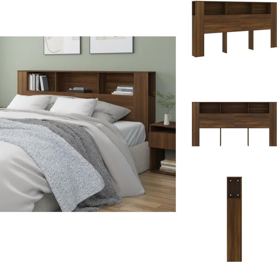 VidaXL Hoofdbordkast Hoofdbordkasten Hoofdeindekast Hoofdbord Kast Hoofdbordkast 200x18 5x104 5 cm bruin eikenkleur