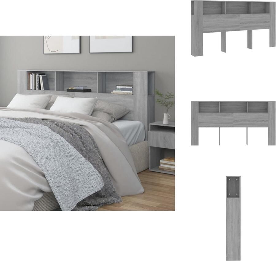 VidaXL Hoofdbordkast Hoofdbordkasten Hoofdeindekast Hoofdbord Kast Hoofdbordkast 200x18 5x104 5 cm grijs sonoma eikenkleurig