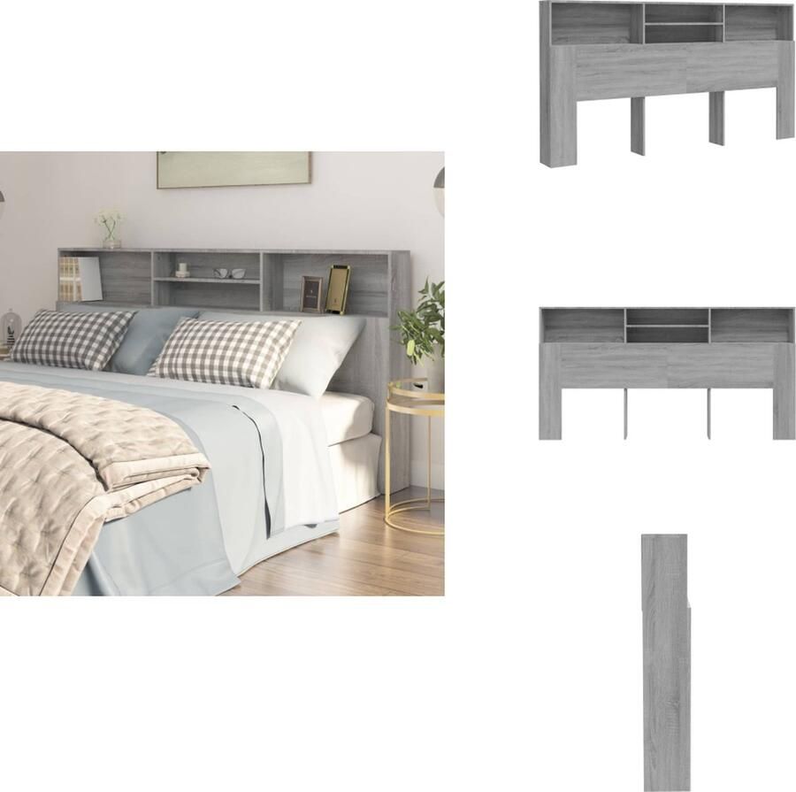 VidaXL Hoofdbordkast Hoofdbordkasten Hoofdeindekast Hoofdbord Kast Hoofdbordkast 200x19x103 5 cm grijs sonoma eikenkleurig