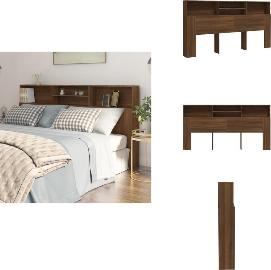 VidaXL Hoofdbordkast Hoofdbordkasten Hoofdeindekast Hoofdbord Kast Hoofdbordkast 200x19x103 5 cm bruin eikenkleur