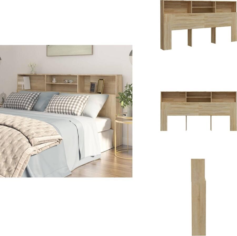 VidaXL Hoofdbordkast Hoofdbordkasten Hoofdeindekast Hoofdbord Kast Hoofdbordkast 200x19x103 5 cm sonoma eikenkleurig