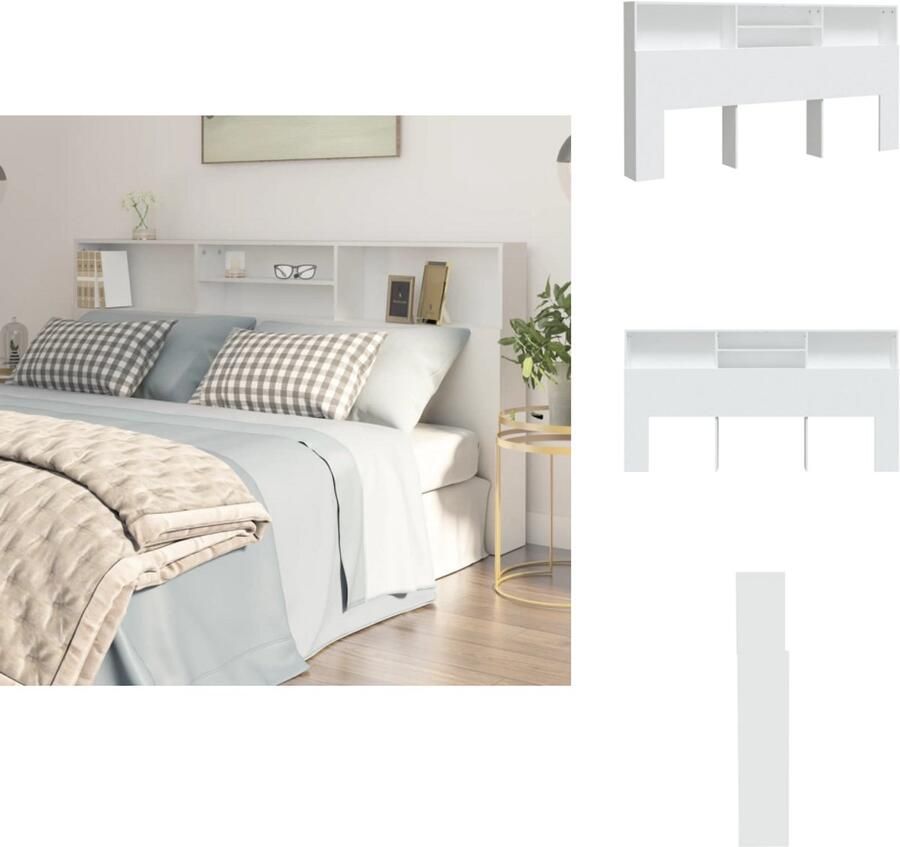 VidaXL Hoofdbordkast Hoofdbordkasten Hoofdeindekast Hoofdbord Kast Hoofdbordkast 200x19x103 5 cm wit