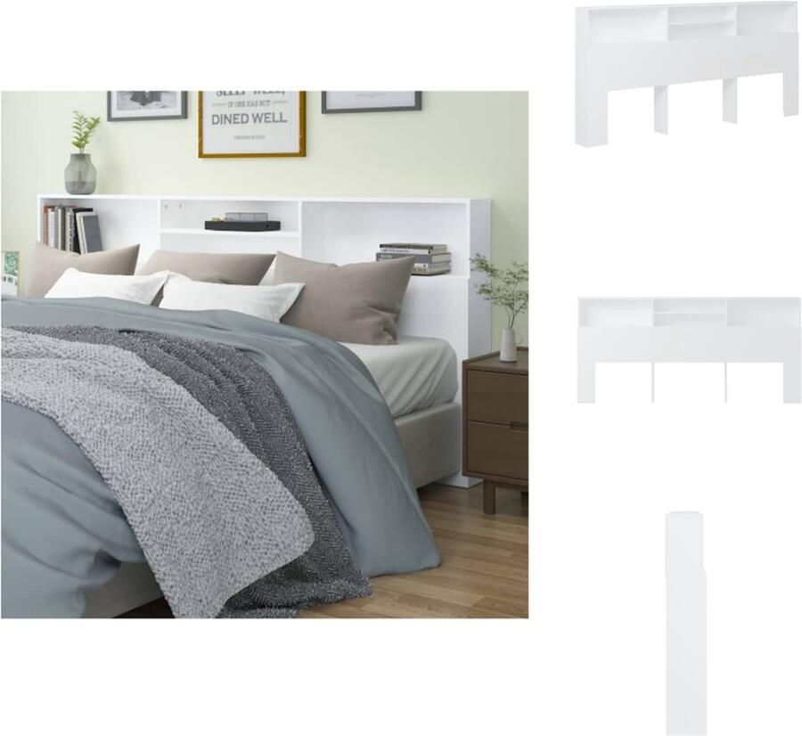 VidaXL Hoofdbordkast Hoofdbordkasten Hoofdeindekast Hoofdbord Kast Hoofdbordkast 220x19x103-5 cm wit - Foto 2