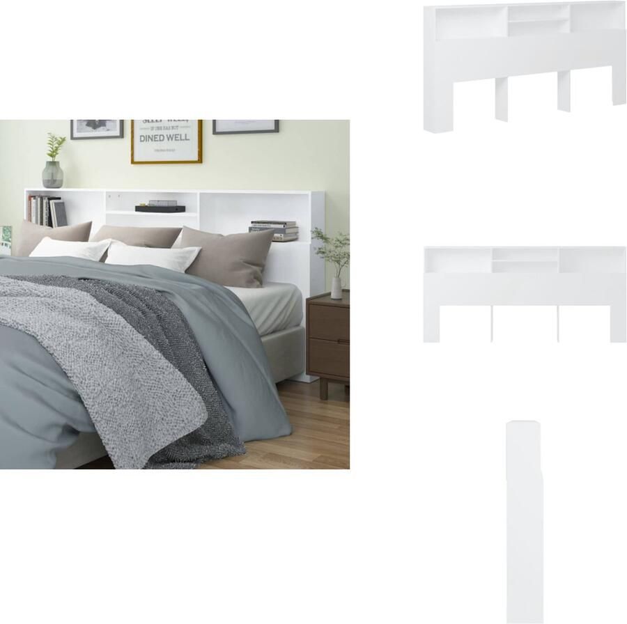 VidaXL Hoofdbordkast Hoofdbordkasten Hoofdeindekast Hoofdbord Kast Hoofdbordkast 220x19x103-5 cm wit