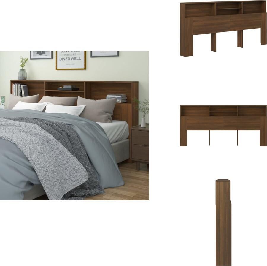 VidaXL Hoofdbordkast Hoofdbordkasten Hoofdeindekast Hoofdbord Kast Hoofdbordkast 220x19x103 5 cm bruin eikenkleur