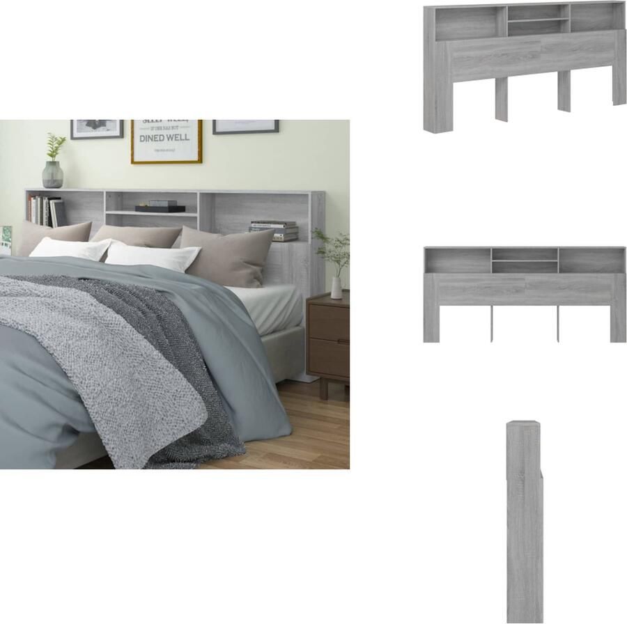 VidaXL Hoofdbordkast Hoofdbordkasten Hoofdeindekast Hoofdbord Kast Hoofdbordkast 220x19x103 5 cm grijs sonoma eikenkleurig