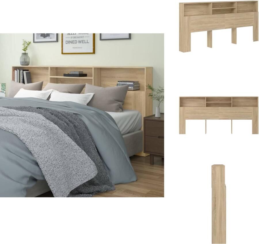 VidaXL Hoofdbordkast Hoofdbordkasten Hoofdeindekast Hoofdbord Kast Hoofdbordkast 220x19x103 5 cm sonoma eikenkleurig