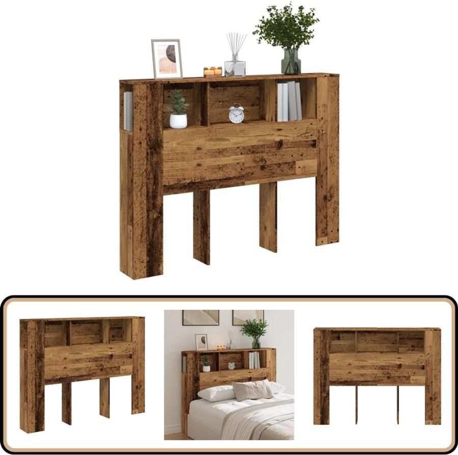 VidaXL Hoofdbordkast Houtkleurig 140x102 5 cm Hoofdbordkast Bedkap Houten Hoofdbord Slaapkamermeubels Opbergkast