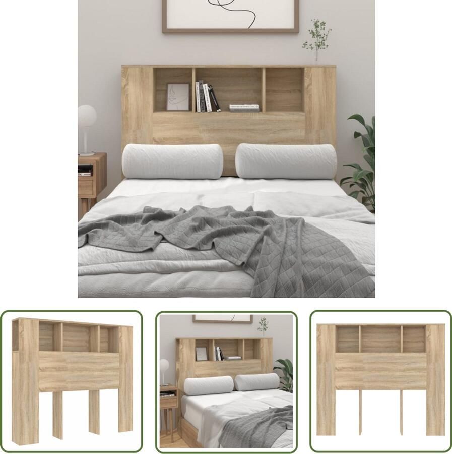 VidaXL Hoofdbordkast Sonoma Eiken 120x102 5x18 5 cm Wandhoofdbordkast Hoofdbordkast Hoofdbed Headboard Bedroom Furniture Houten Hoofdbord Sonoma Eiken Bergruimte Boekenplank Decoratief Slaapkamervloerisolator