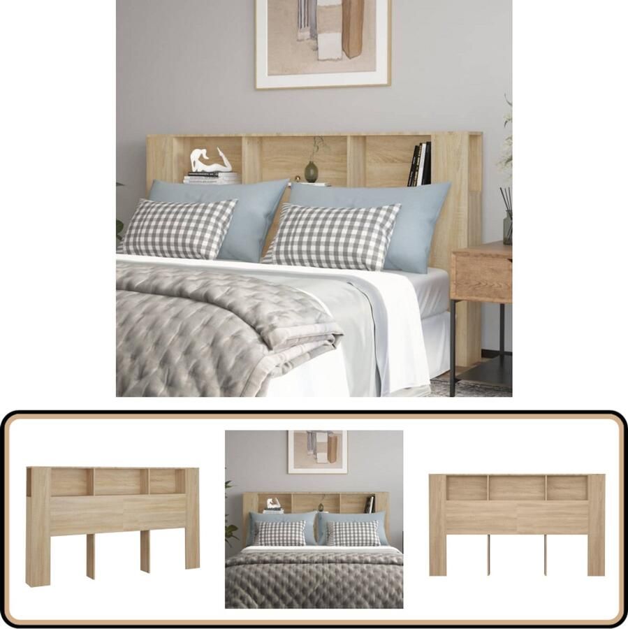 VidaXL Hoofdbordkast Sonoma Eiken 180x104 5 cm Hoofd Bord Kast Hoofdkast Bedkap Slaapkamersdecoratie Houten Hoofdbord