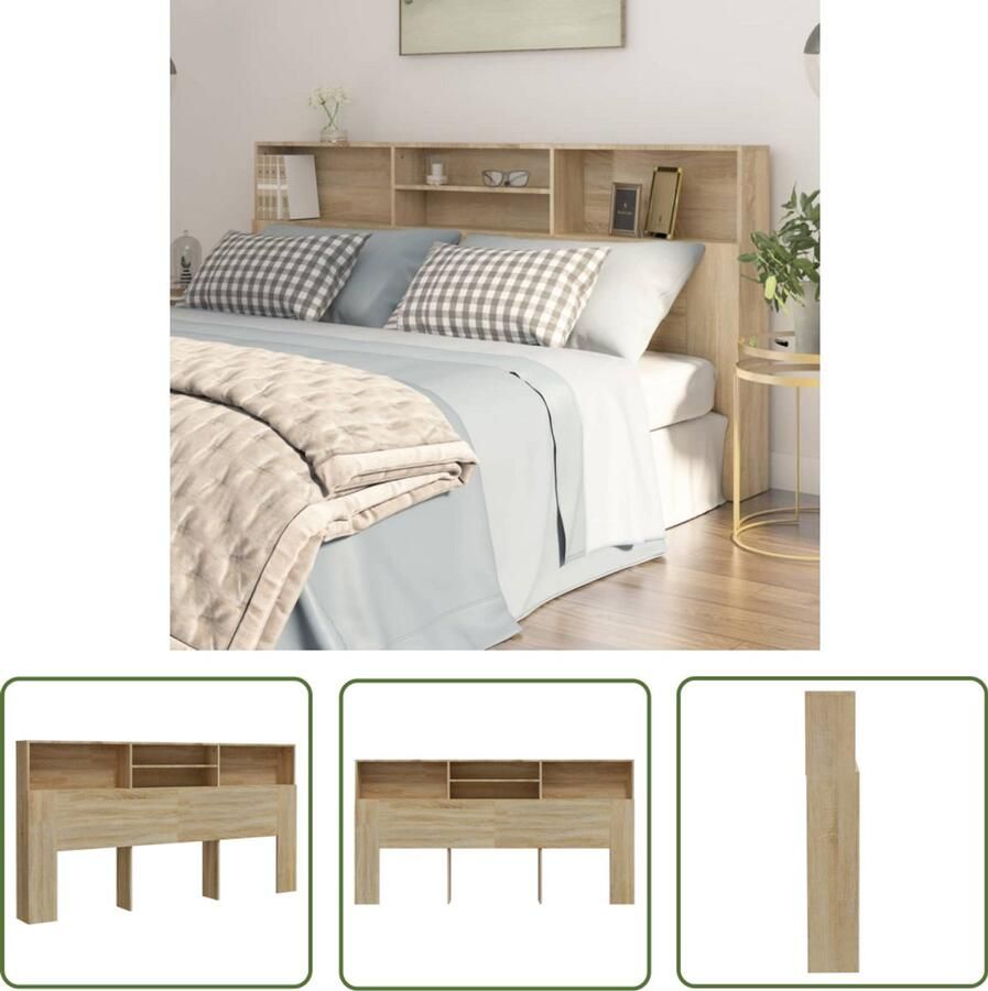 VidaXL Hoofdbordkast Sonoma Eiken 200x19x103 5cm Hoofd Bordkast Hoofdbord Hoofdendekast Bedroom Furniture Slaapkamersmeubilair Houten Hoofdbord Sonoma Eiken