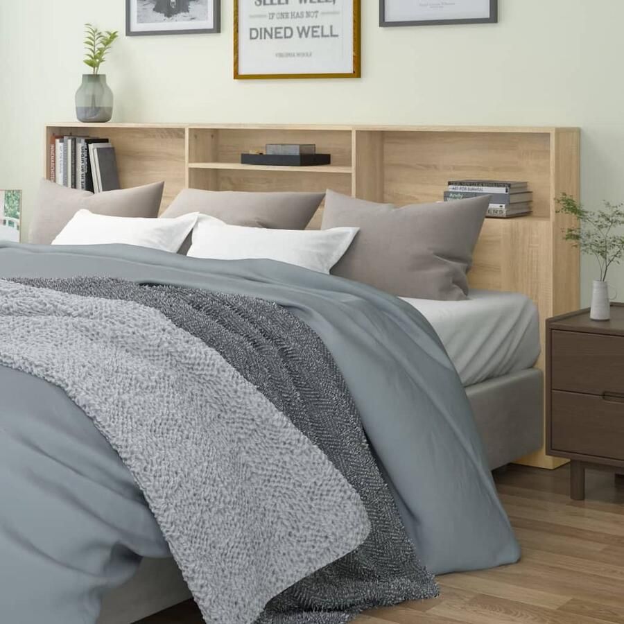 VidaXL Hoofdbordkast Sonoma Eiken 220x103 5 cm Hoofd Bordkast Hoofdkast Headboard Bedkap Bedroom Furniture Houten Hoofdbord Sonoma Eiken - Foto 2