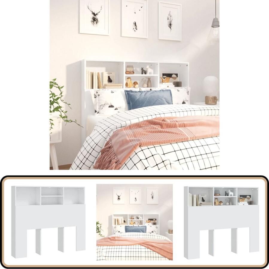VidaXL Hoofdbordkast Wit 120x19x103 5 cm Hoofd Bord Kast Hoofdkast Wand Headboard Slaap Kamer Meubels Houten Hoofdbord Witte Hoofdbordkast Bedroom Furniture Design Hoofdbord Modern Hoofdbord