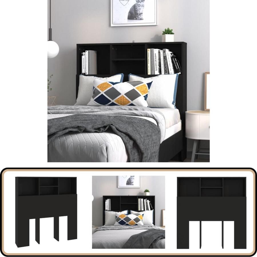 VidaXL Hoofdbordkast Zwart 100x19x103 5 cm Hoofd Bord Kast Hoofdkast Wand Headboard Zwarte Hoofdbordkast Houten Hoofdbordkast Slaap Kamer Meubels Bedroom Furniture Design Hoofdbordkast Moderne Hoofdbordkast