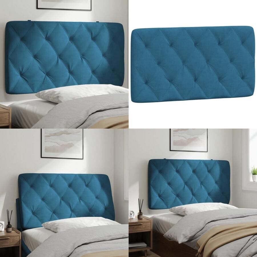 VidaXL Hoofdbordkussen 100 cm fluweel blauw Hoofdbordkussen Hoofdbordkussens Hoofdbord Kussen Hoofdeinde Kussen