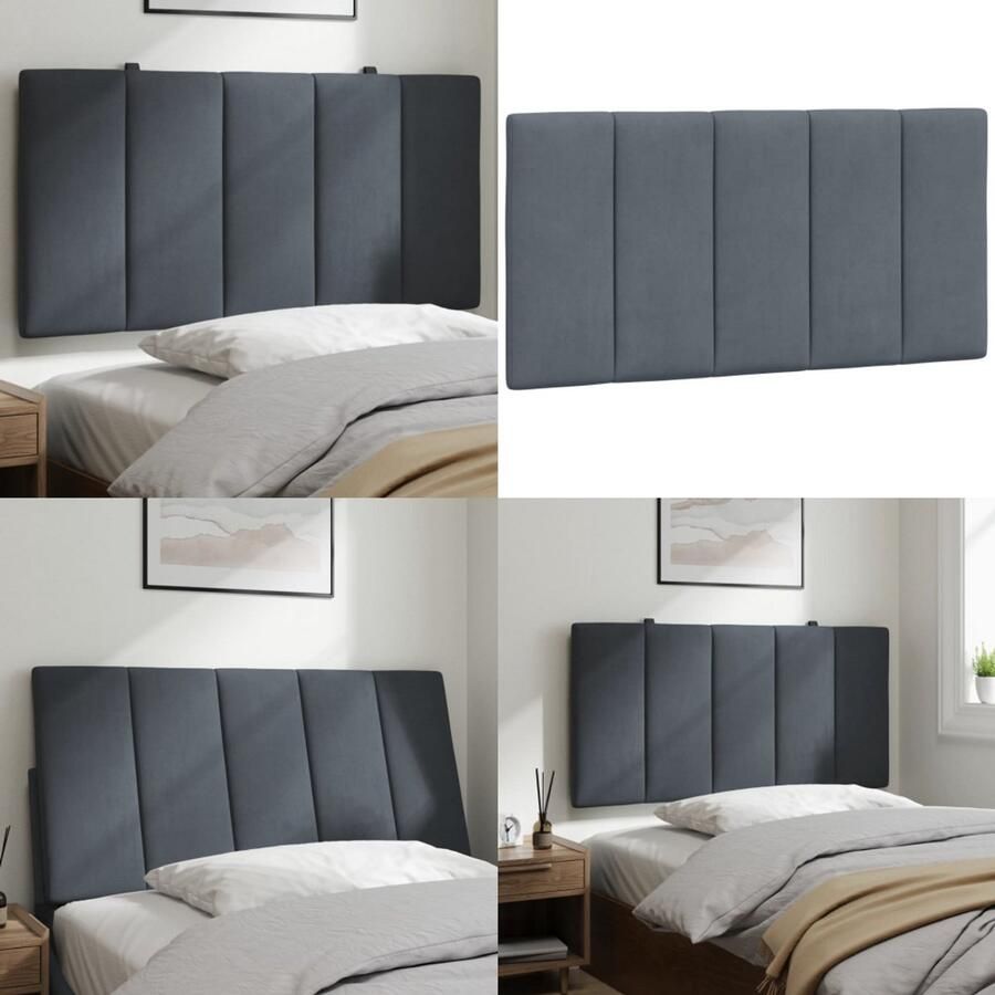 VidaXL Hoofdbordkussen 100 cm fluweel donkergrijs Hoofdbordkussen Hoofdbordkussens Hoofdbord Kussen Hoofdeinde Kussen