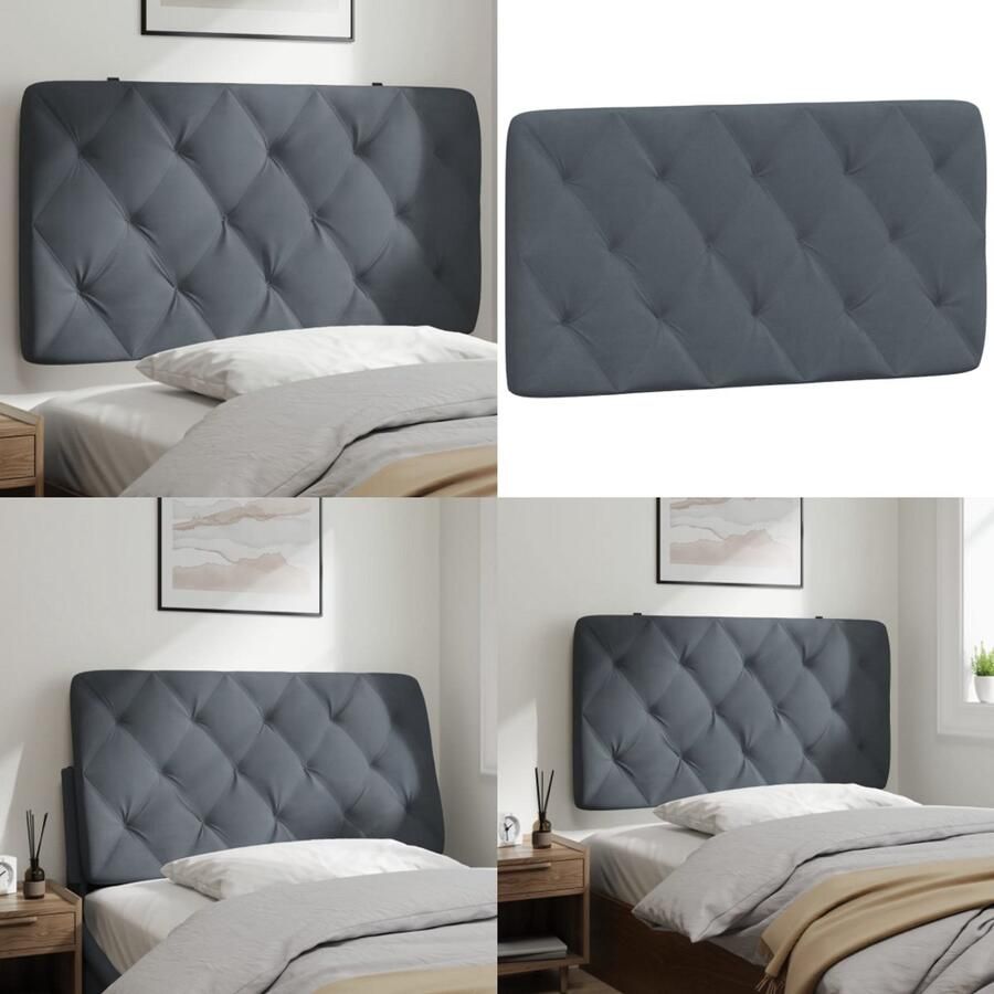 VidaXL Hoofdbordkussen 100 cm fluweel donkergrijs Hoofdbordkussen Hoofdbordkussens Hoofdbord Kussen Hoofdeinde Kussen