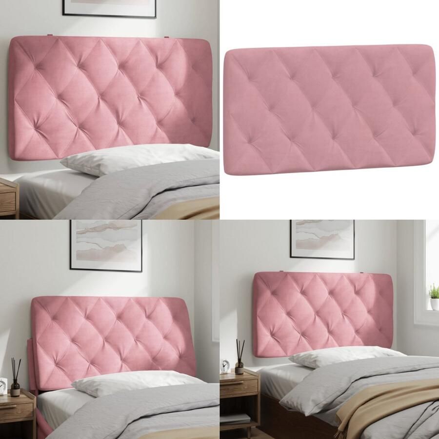 VidaXL Hoofdbordkussen 100 cm fluweel roze Hoofdbordkussen Hoofdbordkussens Hoofdbord Kussen Hoofdeinde Kussen