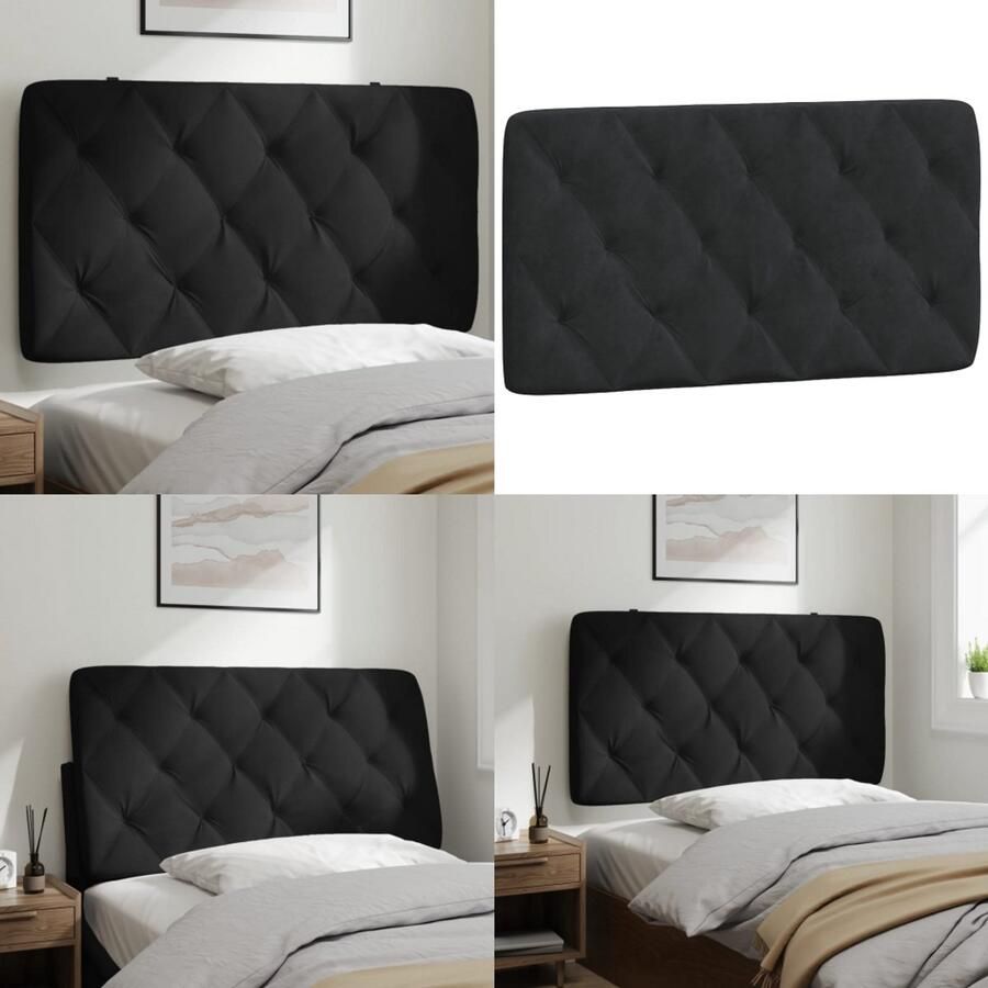 VidaXL Hoofdbordkussen 100 cm fluweel zwart Hoofdbordkussen Hoofdbordkussens Hoofdbord Kussen Hoofdeinde Kussen