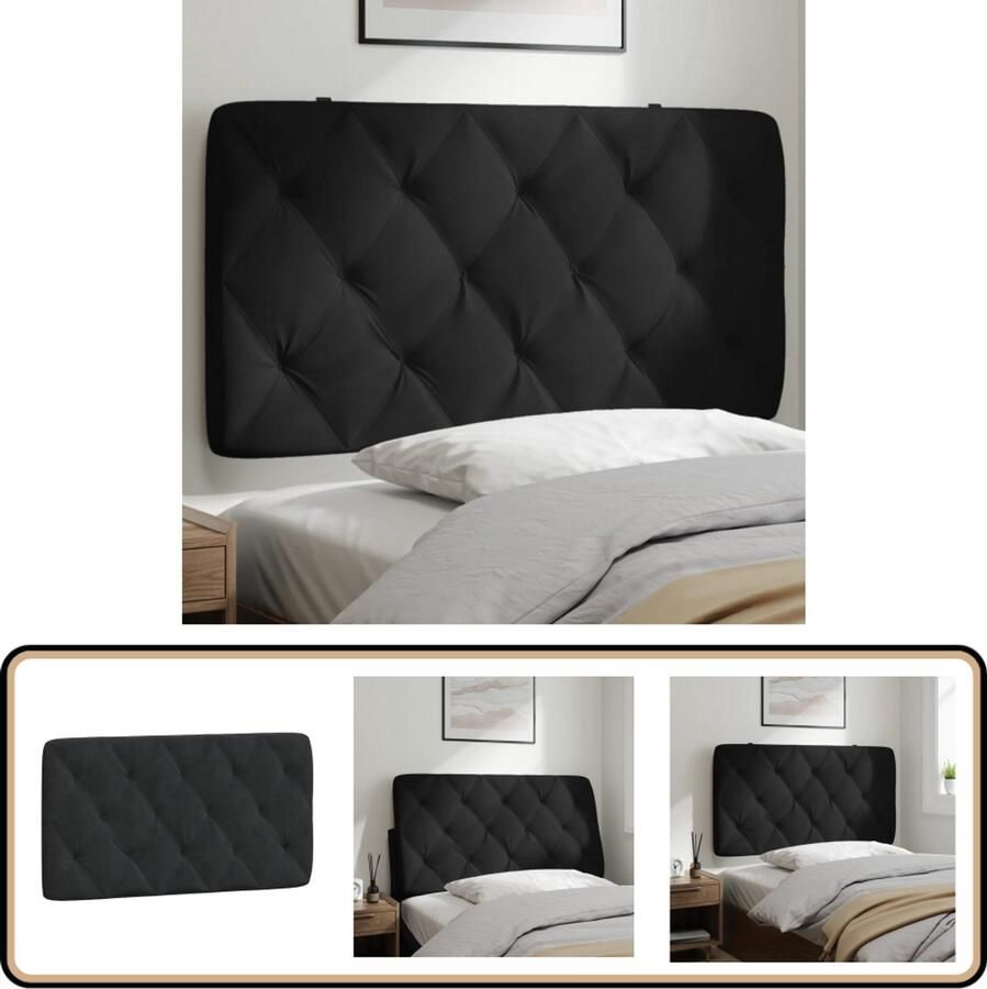VidaXL Hoofdbordkussen 100 cm Fluweel Zwart Hoofdbordkussen Hoofdbordkussens Hoofdbord Kussen Hoofdeinde Kussen