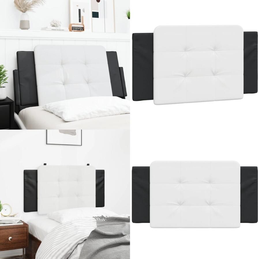 VidaXL Hoofdbordkussen 100 cm kunstleer wit en zwart Hoofdbordkussen Hoofdbordkussens Hoofdbord Kussen Hoofdeinde Kussen