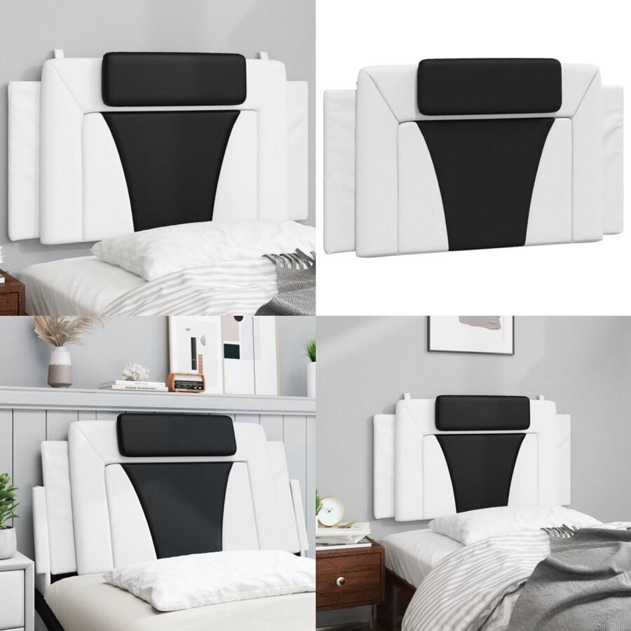 VidaXL Hoofdbordkussen 100 cm kunstleer wit en zwart Hoofdbordkussen Hoofdbordkussens Hoofdbord Kussen Hoofdeinde Kussen