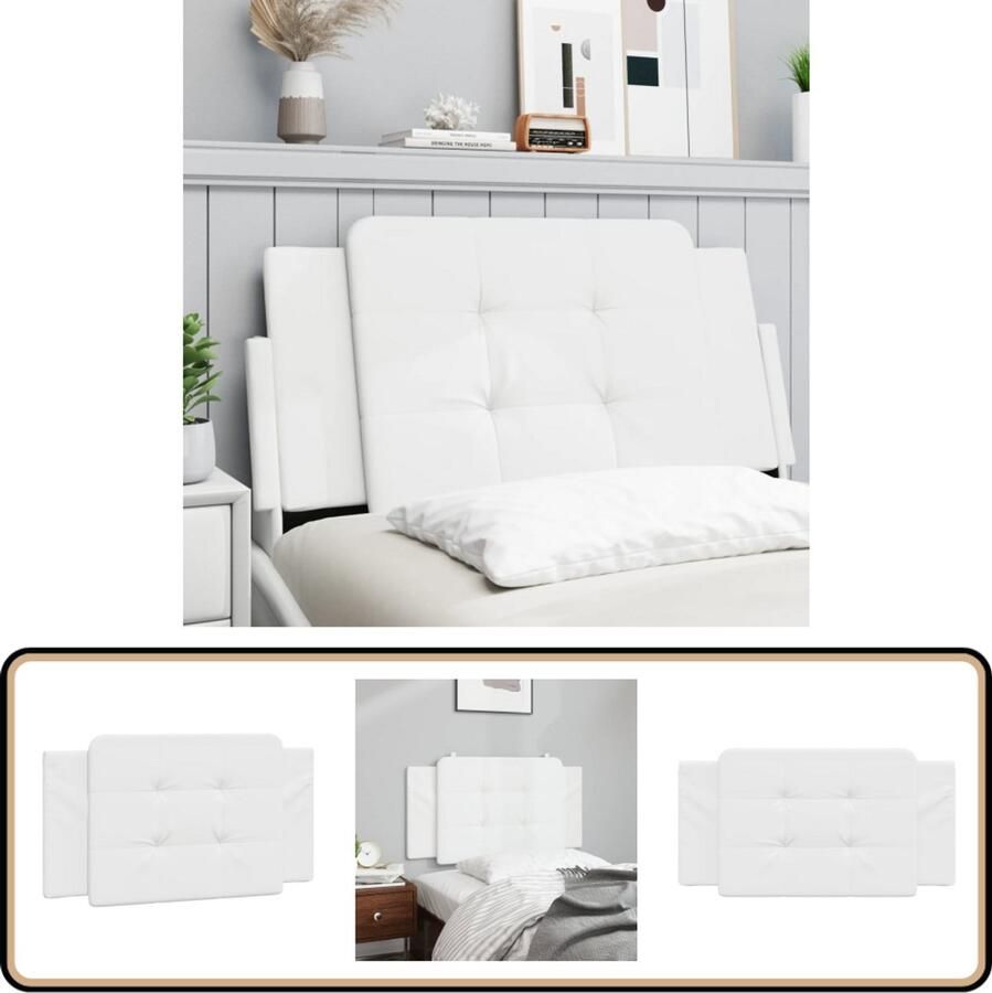 VidaXL Hoofdbordkussen 100 cm Kunstleer Wit Hoofdbordkussen Hoofdbordkussens Hoofdbord Kussen Hoofdeinde Kussen