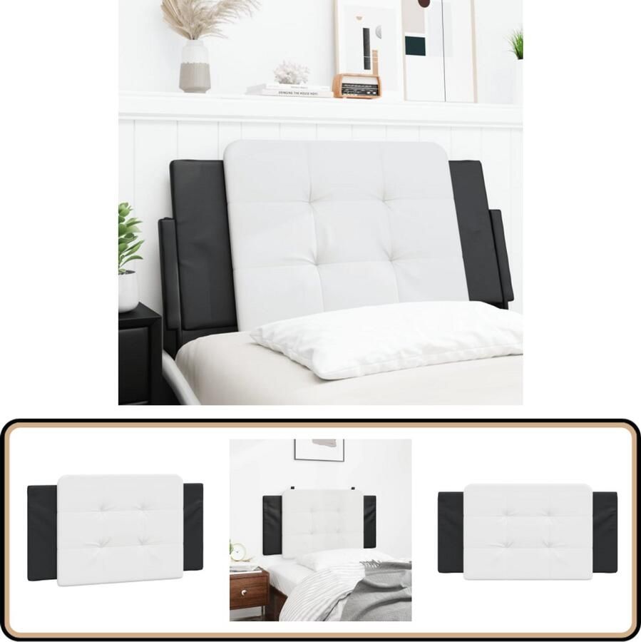 VidaXL Hoofdbordkussen 100 cm Kunstleer Wit Zwart Hoofdbordkussen Hoofdbordkussens Hoofdbord Kussen Hoofdeinde Kussen