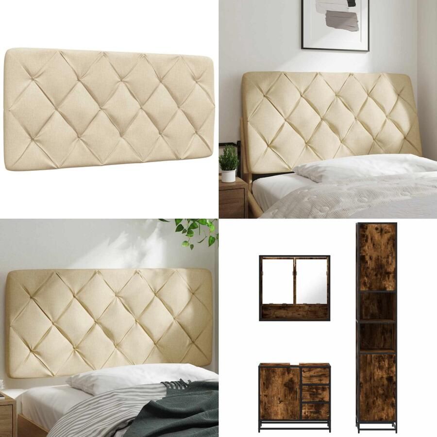 VidaXL Hoofdbordkussen 100 cm stof crèmekleurig Hoofdbordkussen Hoofdbordkussens Hoofdbord Kussen Hoofdeinde Kussen