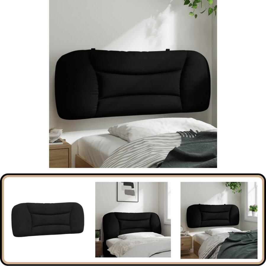 VidaXL Hoofdbordkussen 100 cm stof zwart Hoofdbordkussen Hoofdsteun Beddecoratie Zwart Katoenen Hoofdbord Sierkussens Slaapcomfort Leeshoek