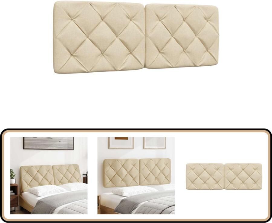 VidaXL Hoofdbordkussen 120 cm Crèmekleurig Hoofdbord Kussen Beddecoratie Hoofdkussens Voor Bed Bedding Accessoires Slaapkamer Decoratie