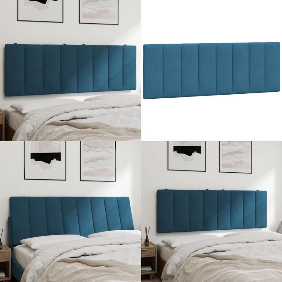 VidaXL Hoofdbordkussen 120 cm fluweel blauw Hoofdbordkussen Hoofdbordkussens Hoofdbord Kussen Hoofdeinde Kussen