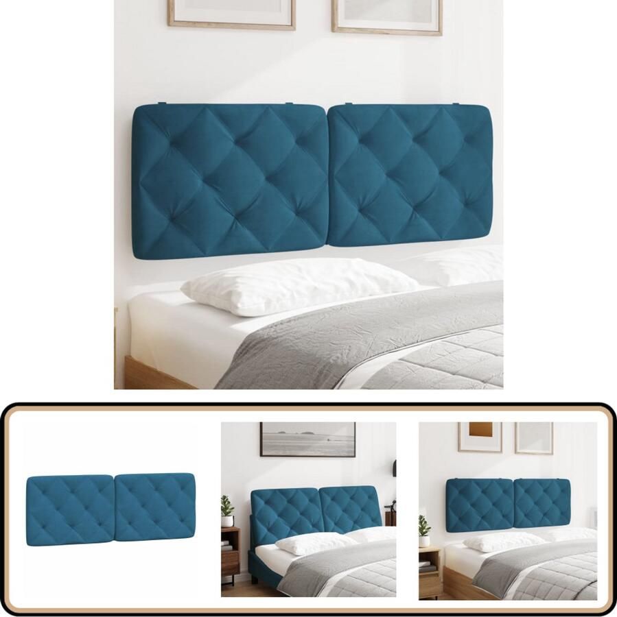 VidaXL Hoofdbordkussen 120 cm Fluweel Blauw Hoofdbordkussen Hoofdbordkussens Hoofdbord Kussen Hoofdeinde Kussen
