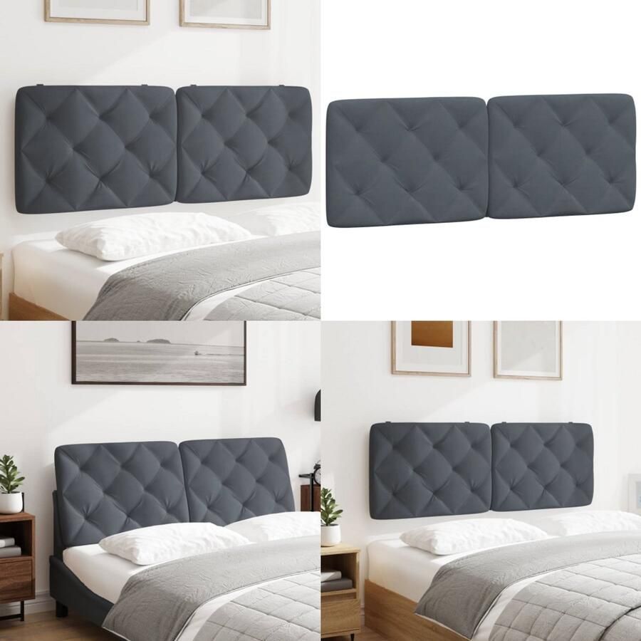 VidaXL Hoofdbordkussen 120 cm fluweel donkergrijs Hoofdbordkussen Hoofdbordkussens Hoofdbord Kussen Hoofdeinde Kussen