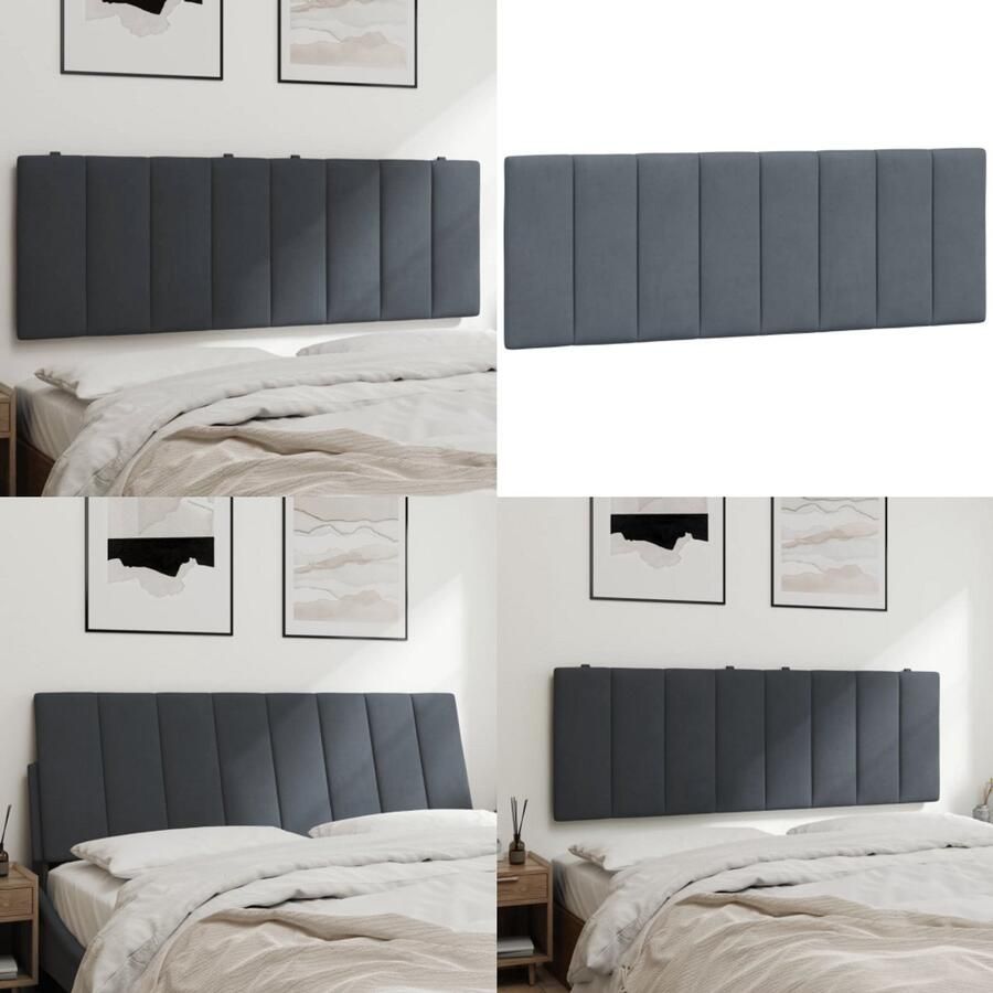 VidaXL Hoofdbordkussen 120 cm fluweel donkergrijs Hoofdbordkussen Hoofdbordkussens Hoofdbord Kussen Hoofdeinde Kussen