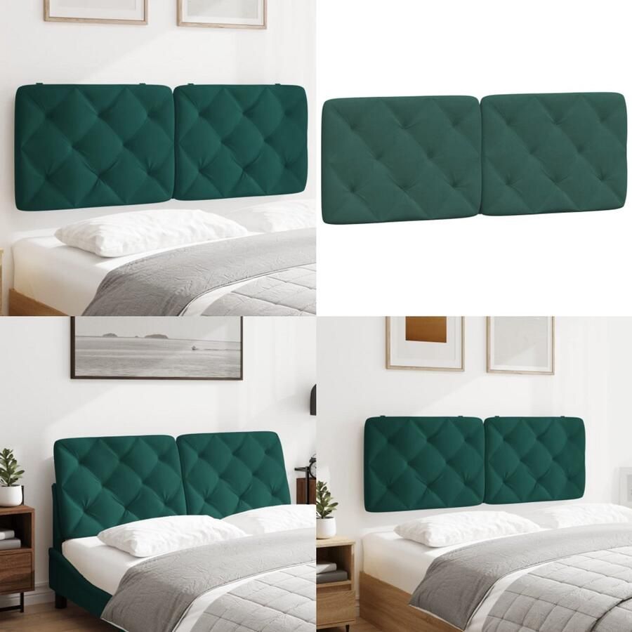 VidaXL Hoofdbordkussen 120 cm fluweel donkergroen Hoofdbordkussen Hoofdbordkussens Hoofdbord Kussen Hoofdeinde Kussen