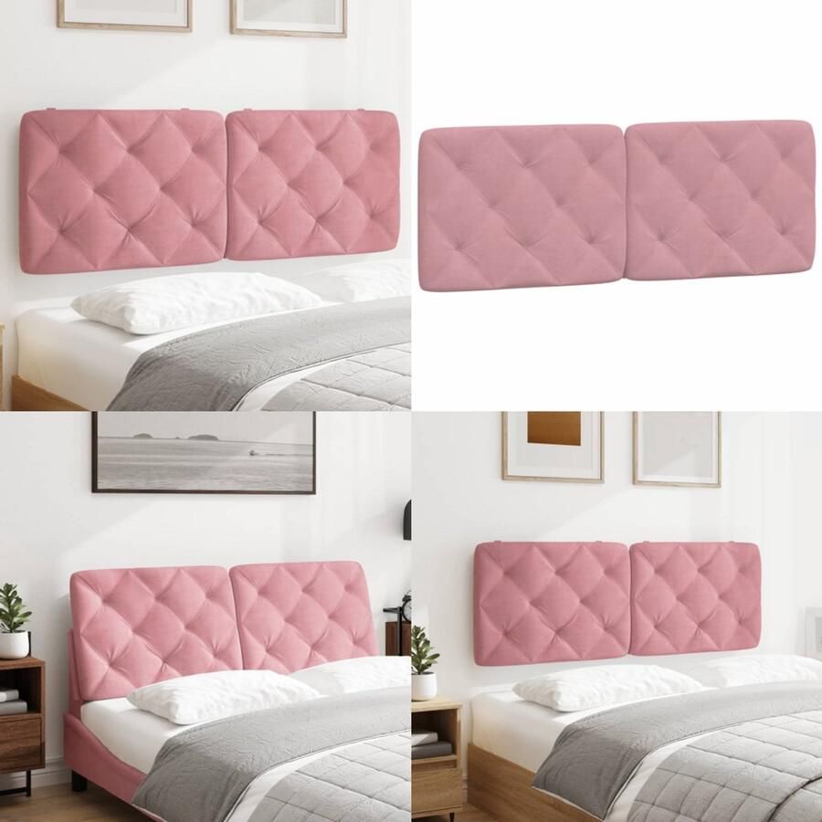 VidaXL Hoofdbordkussen 120 cm fluweel roze Hoofdbordkussen Hoofdbordkussens Hoofdbord Kussen Hoofdeinde Kussen