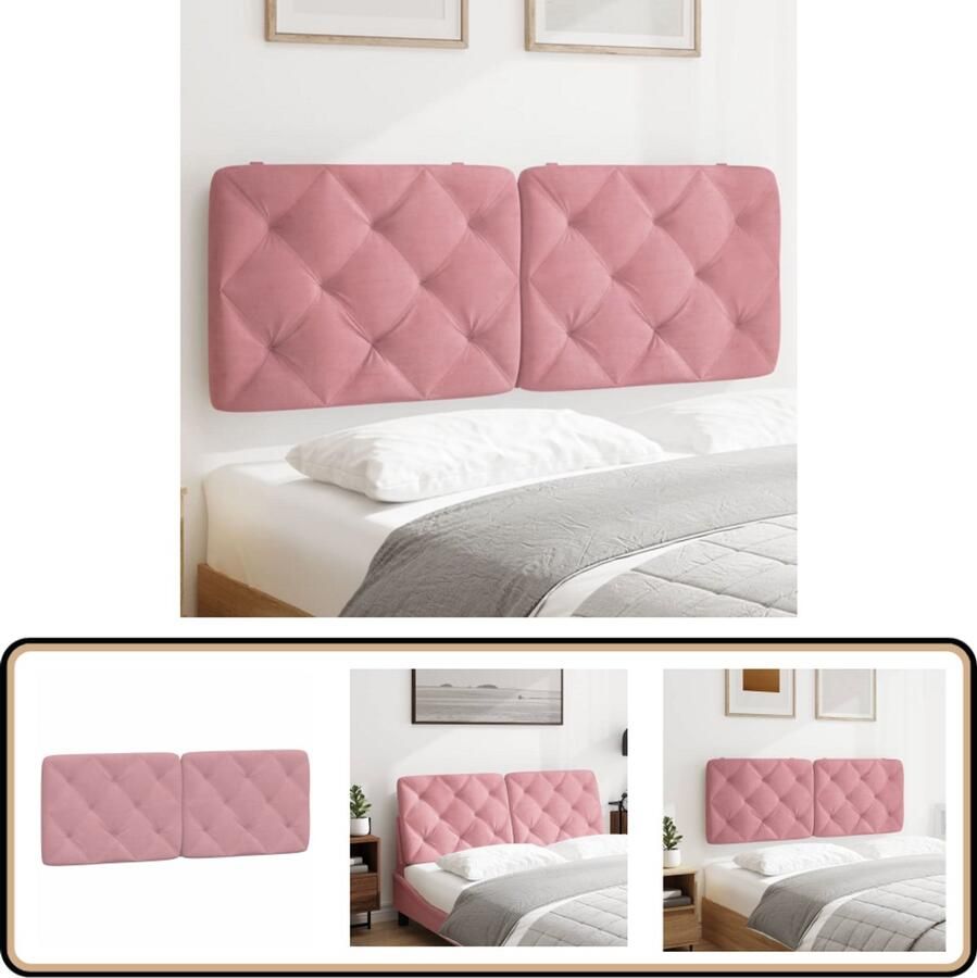 VidaXL Hoofdbordkussen 120 cm Fluweel Roze Hoofdbordkussens Fluweelkussens Roze Kussens Hoofdbord Decoratie Slaapcomfort Leeshoek