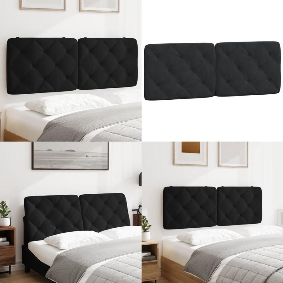 VidaXL Hoofdbordkussen 120 cm fluweel zwart Hoofdbordkussen Hoofdbordkussens Hoofdbord Kussen Hoofdeinde Kussen