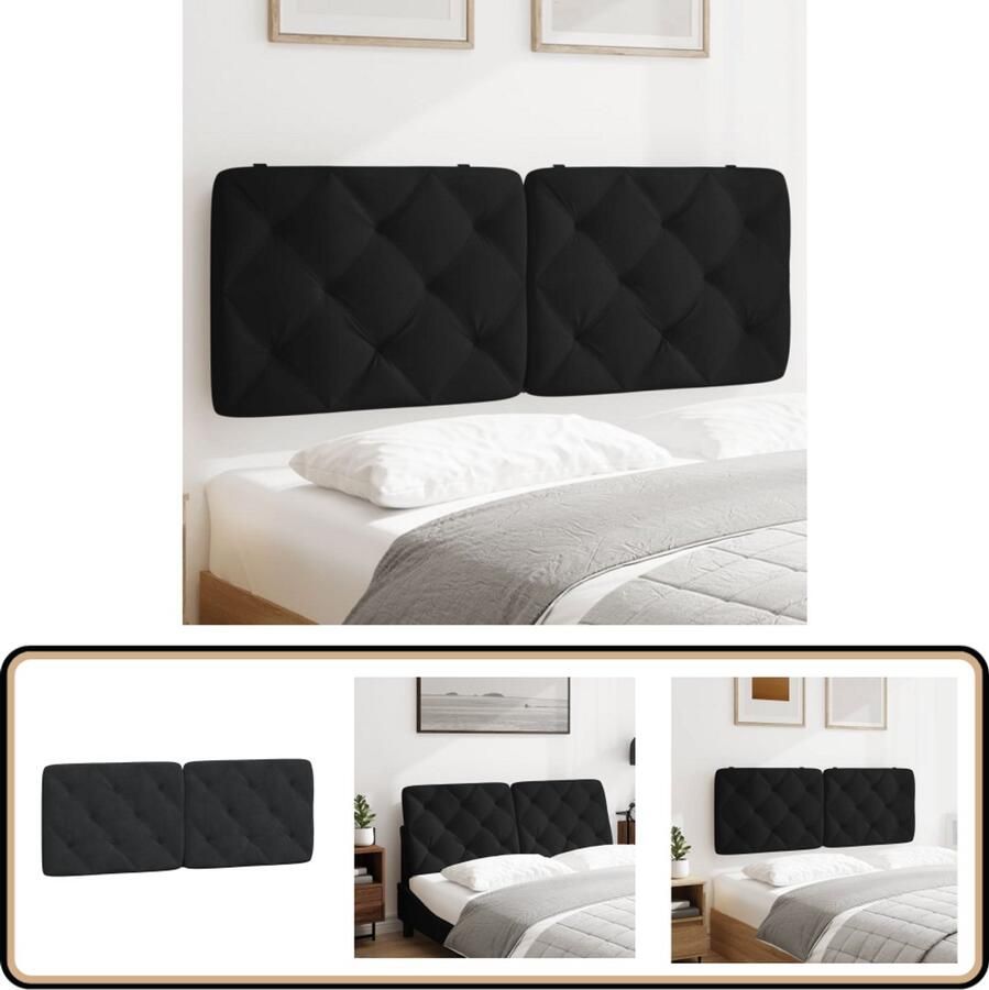 VidaXL Hoofdbordkussen 120 cm Fluweel Zwart Hoofdbordkussen Hoofdkussen Velvet Zwarte Hoofdbord Beddecoratie