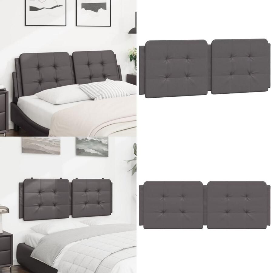 VidaXL Hoofdbordkussen 120 cm kunstleer grijs Hoofdbordkussen Hoofdbordkussens Hoofdbord Kussen Hoofdeinde Kussen
